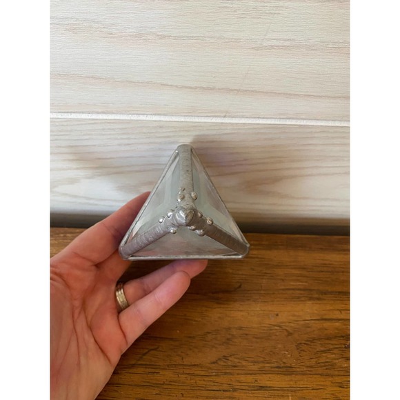 Stained Glass Cobalt Hexahedron Suncatcher // Stained Glass Ornament - Picture 4 of 6